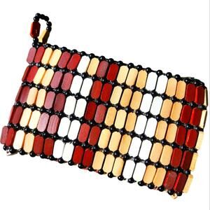 Handcrafted wooden bead clutch wallet zip top